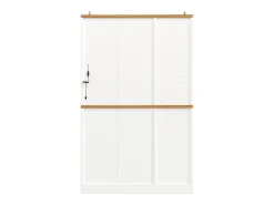 Aparador alto de cocina - 104 x 40 x 180 cm - con LEDs + 4 puertas + 1 cajón + estante - MDF + metal - blanco