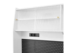 Aparador alto de cocina con zócalos y tablero perforado - 120 x 40 x 184 cm - con puertas + 3 cajones + balda - MDF - blanco