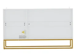 Aparador alto de diseño moderno, MDF, color blanco con acabados brillo, 3 puertas y estantes regulables (130x35x76 cm)