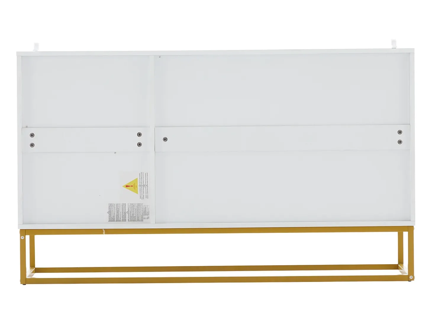 Aparador alto de diseño moderno, MDF, color blanco con acabados brillo, 3 puertas y estantes regulables (130x35x76 cm)