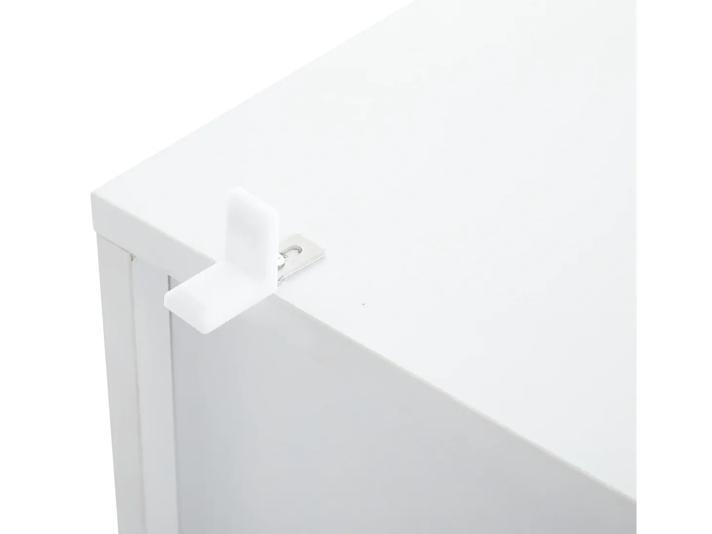 Aparador alto de diseño moderno, MDF, color blanco con acabados brillo, 3 puertas y estantes regulables (130x35x76 cm)