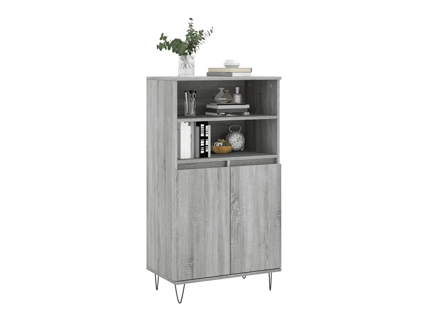 Aparador alto de madera contrachapada gris Sonoma 60x36x110 cm ES70044