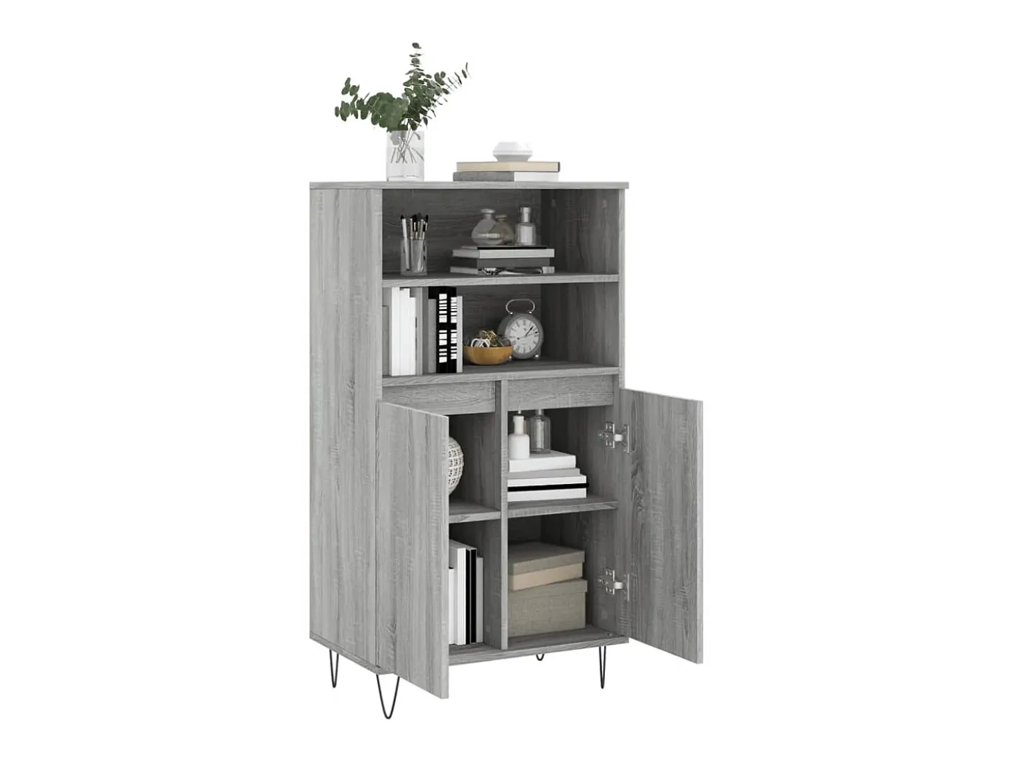 Aparador alto de madera contrachapada gris Sonoma 60x36x110 cm ES70044