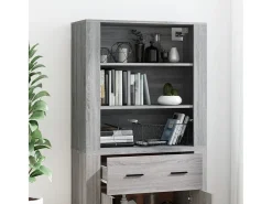 Aparador alto de madera contrachapada gris Sonoma ES97287