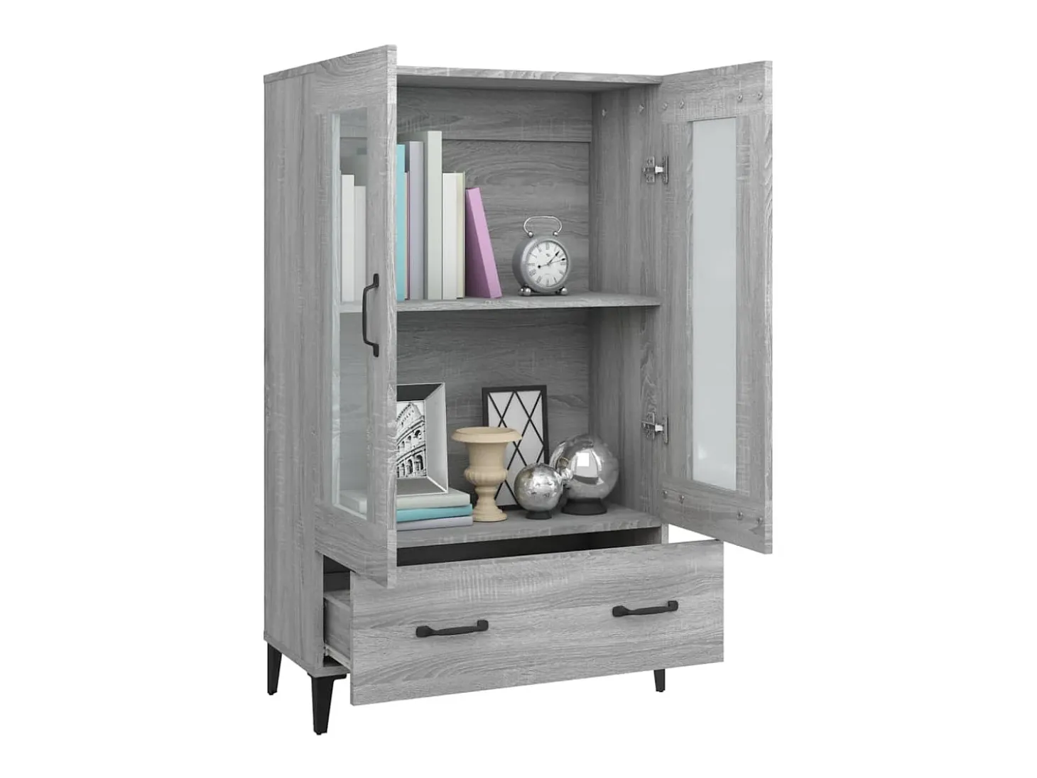Aparador alto de madera contrachapada gris Sonoma 70x31x115 cm ES60302