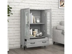 Aparador alto de madera contrachapada gris Sonoma 70x31x115 cm ES60302