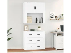 Aparador alto de madera de ingeniería blanca