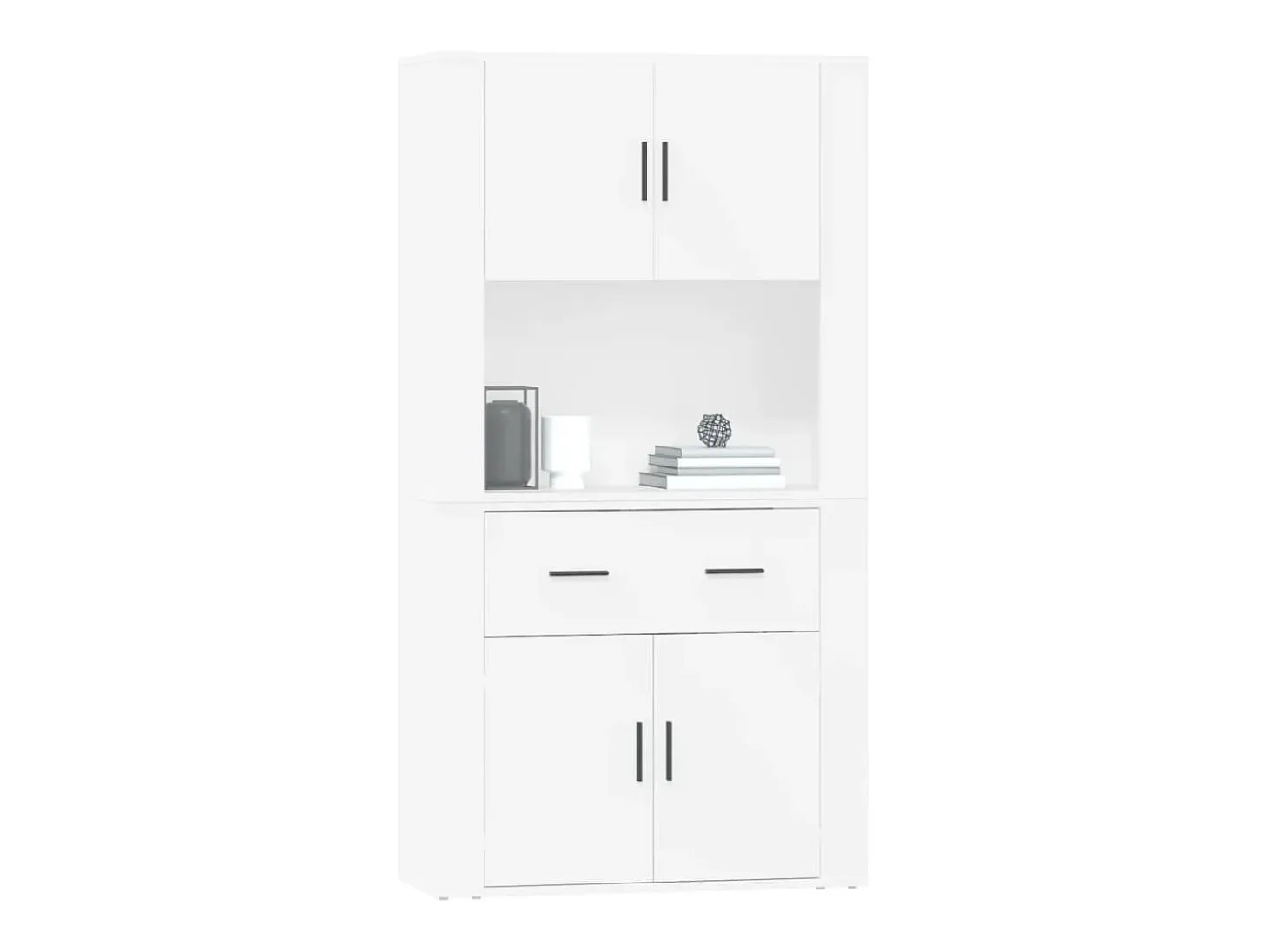 Aparador alto de madera de ingeniería blanca
