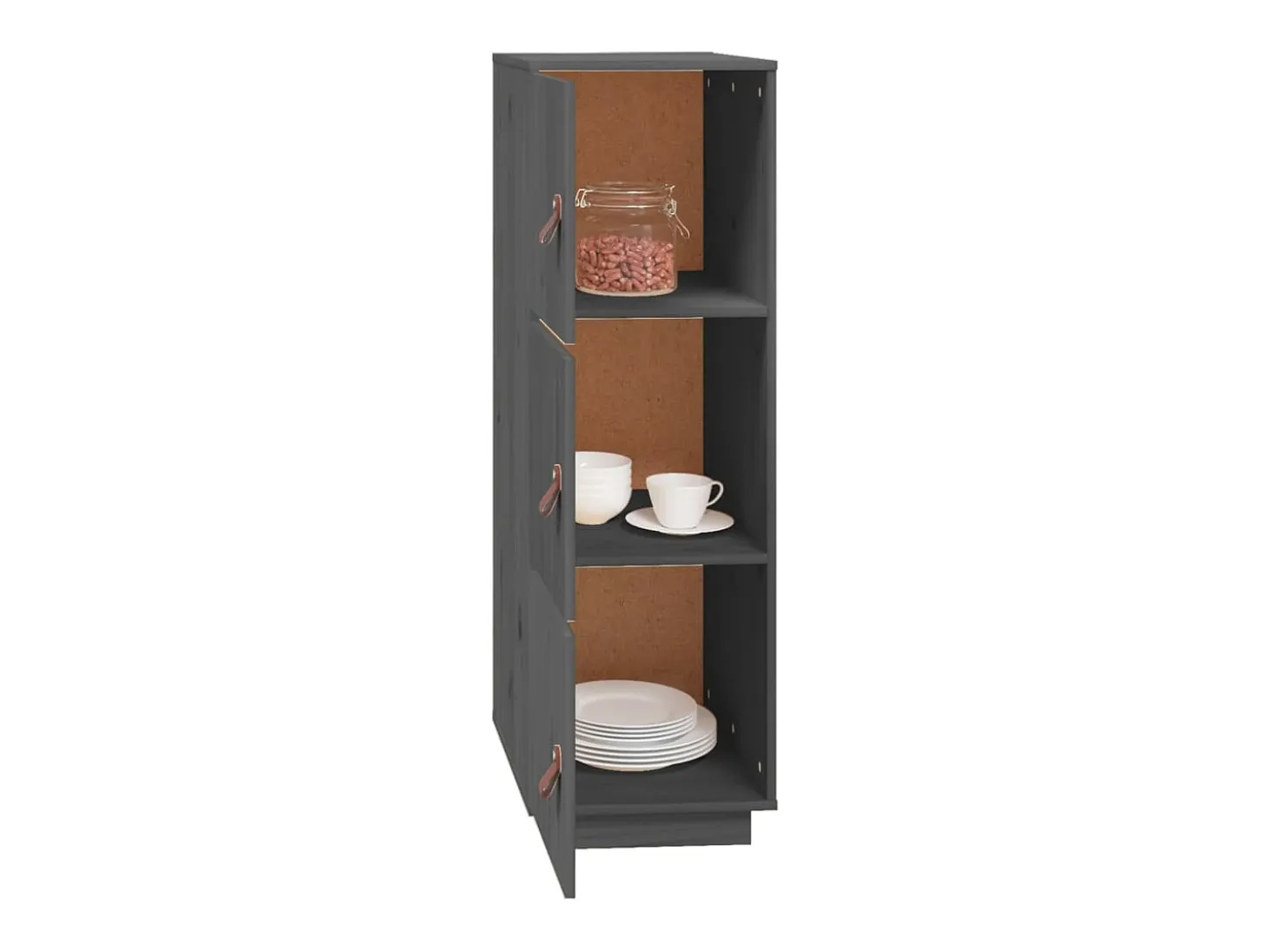 Aparador alto de madera maciza de pino gris 34x40x108,5 cm ES93596