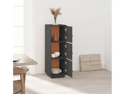 Aparador alto de madera maciza de pino gris 34x40x108,5 cm ES93596