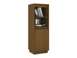 Aparador alto de madera maciza de pino marrón miel 37x34x110 cm ES86568