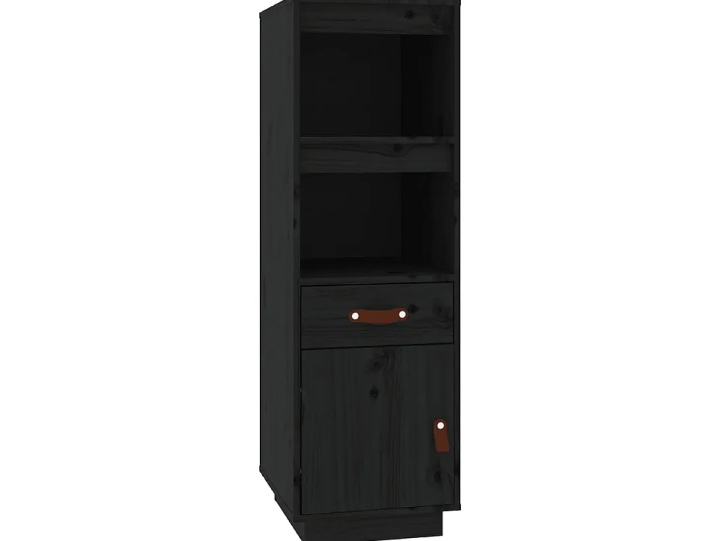 Aparador alto de madera maciza de pino negro 34x40x108,5 cm ES37132