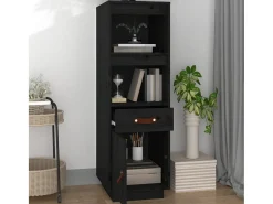 Aparador alto de madera maciza de pino negro 34x40x108,5 cm ES37132