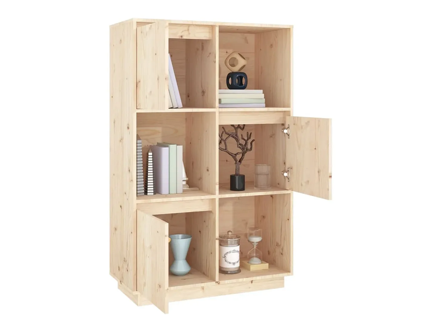 Aparador alto de madera maciza de pino 74x35x117 cm