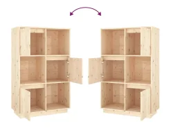 Aparador alto de madera maciza de pino 74x35x117 cm