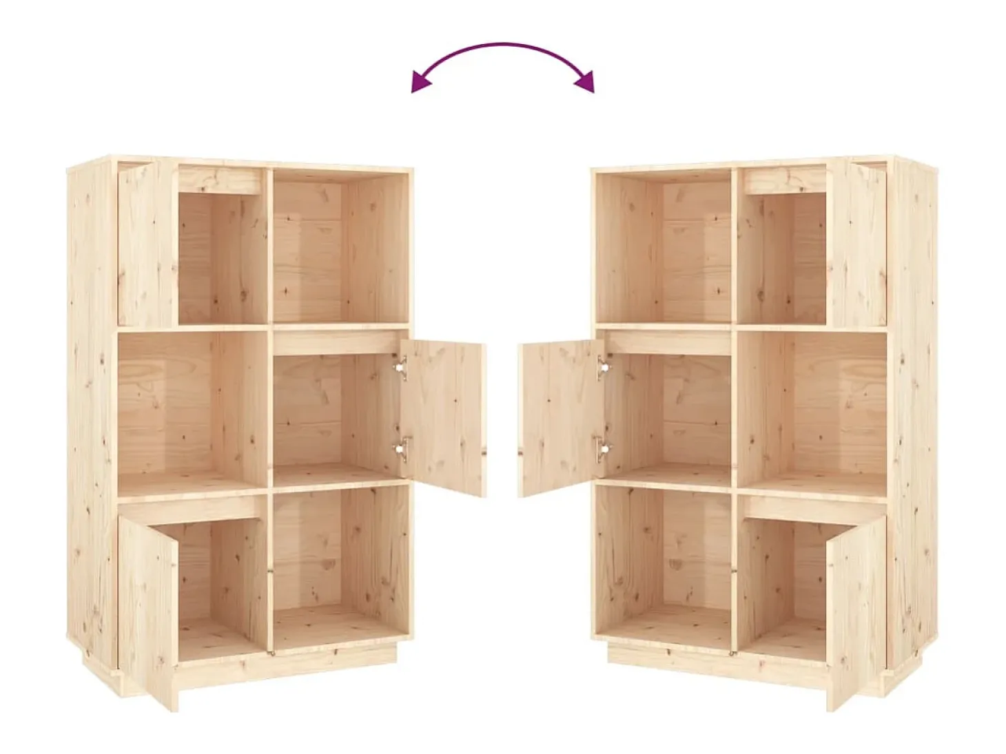 Aparador alto de madera maciza de pino 74x35x117 cm