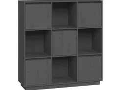 Aparador alto de madera maciza de pino gris 110,5x35x117 cm ES85618