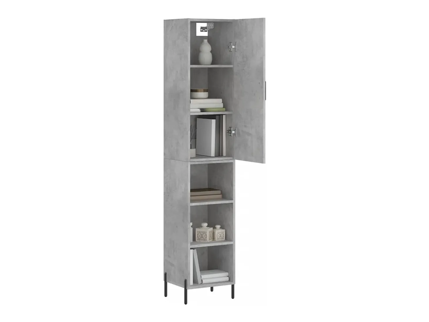 Aparador alto Gris hormigón 34,5x34x180 cm Madera de ingeniería