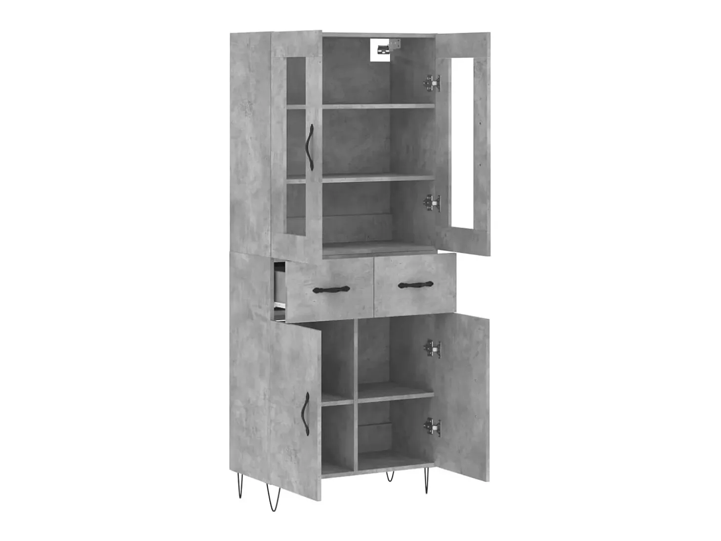 Aparador alto Gris hormigón 69,5x34x180 cm Madera de ingeniería