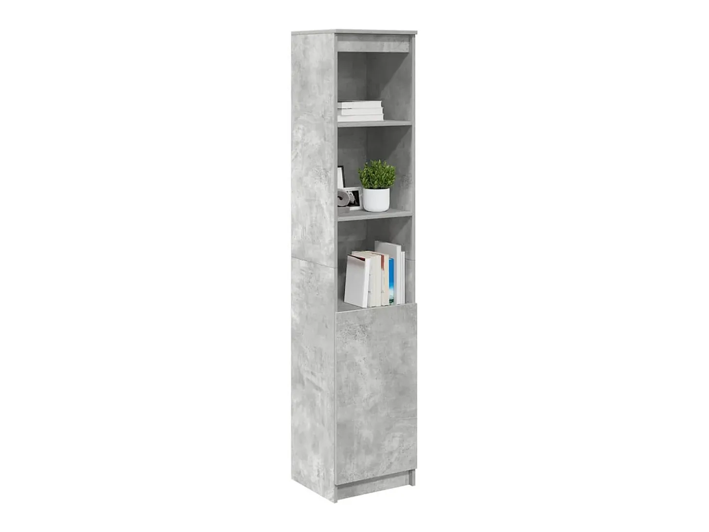 Aparador alto gris hormigón 37,5x35x180 cm madera de ingeniería