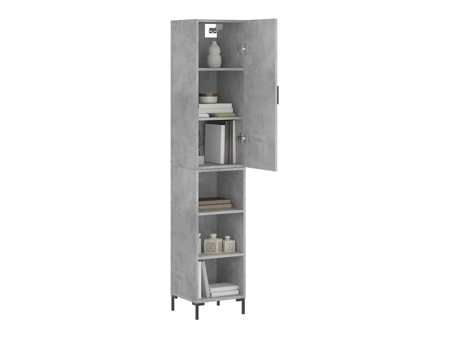 Aparador alto Gris hormigón 34,5x34x180 cm Madera de ingeniería