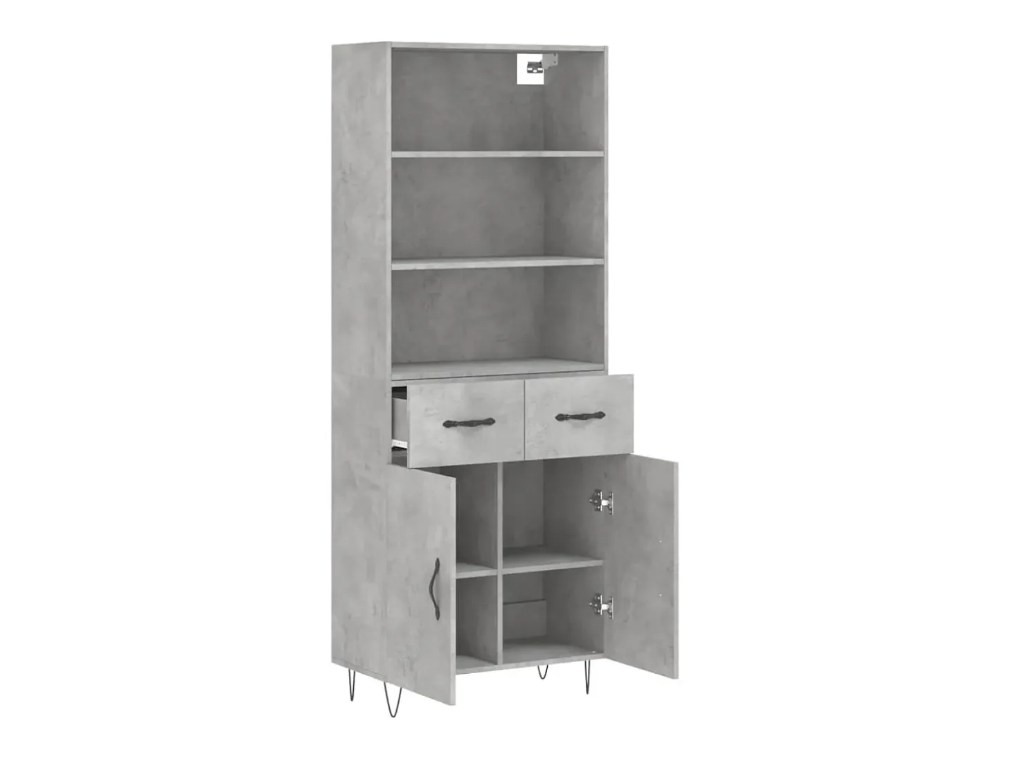 Aparador alto Gris hormigón 69,5x34x180 cm Madera de ingeniería