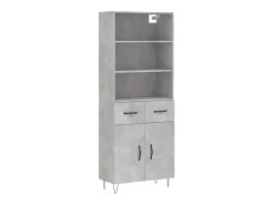 Aparador alto Gris hormigón 69,5x34x180 cm Madera de ingeniería