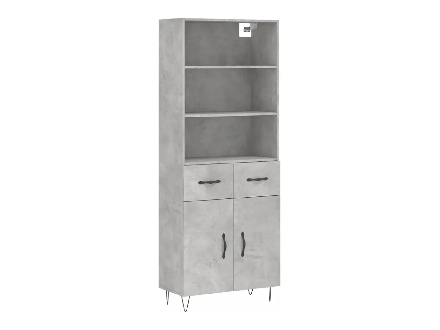 Aparador alto Gris hormigón 69,5x34x180 cm Madera de ingeniería