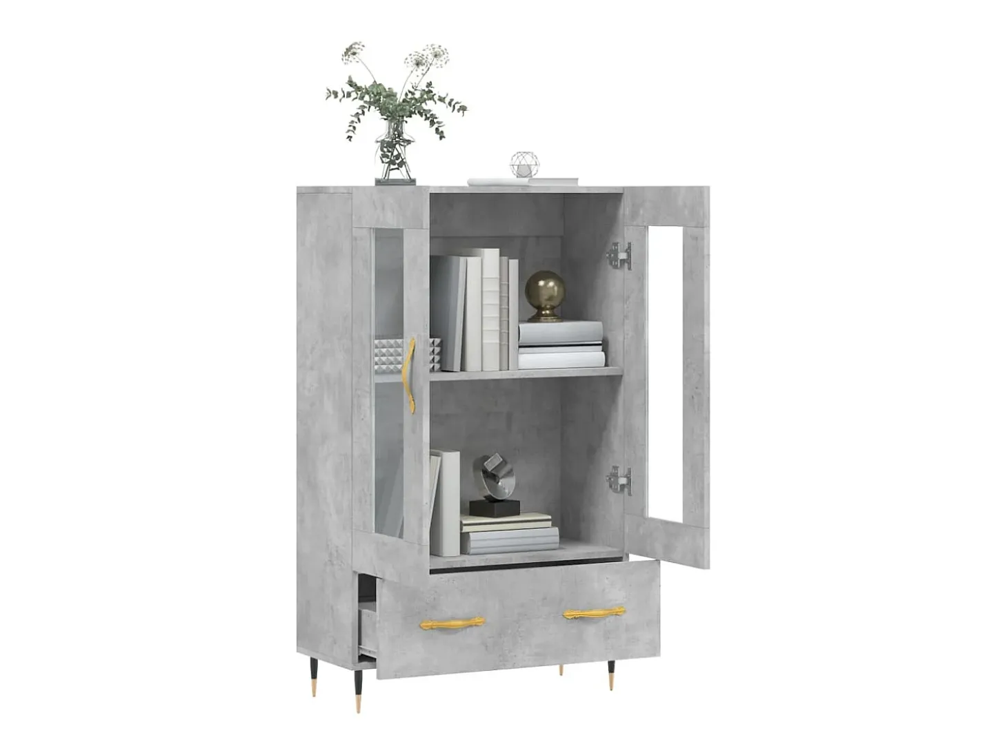 Aparador alto gris hormigón 69,5x31x115 cm madera de ingeniería