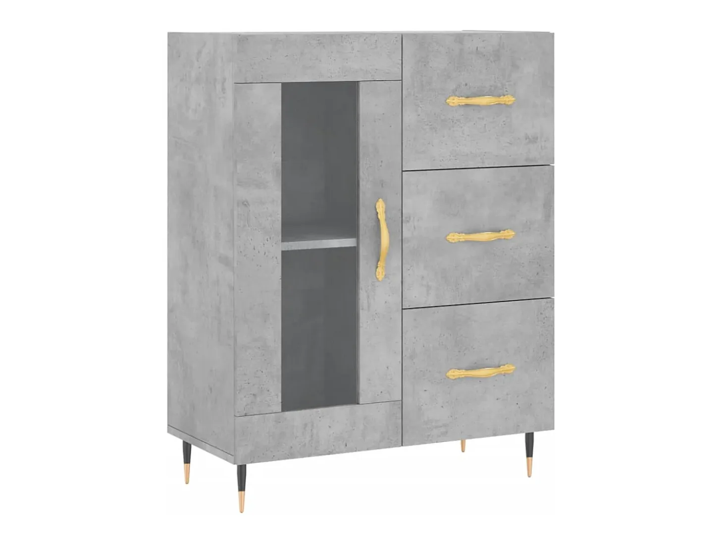 Aparador alto Gris hormigón 69,5x34x180 cm Madera de ingeniería