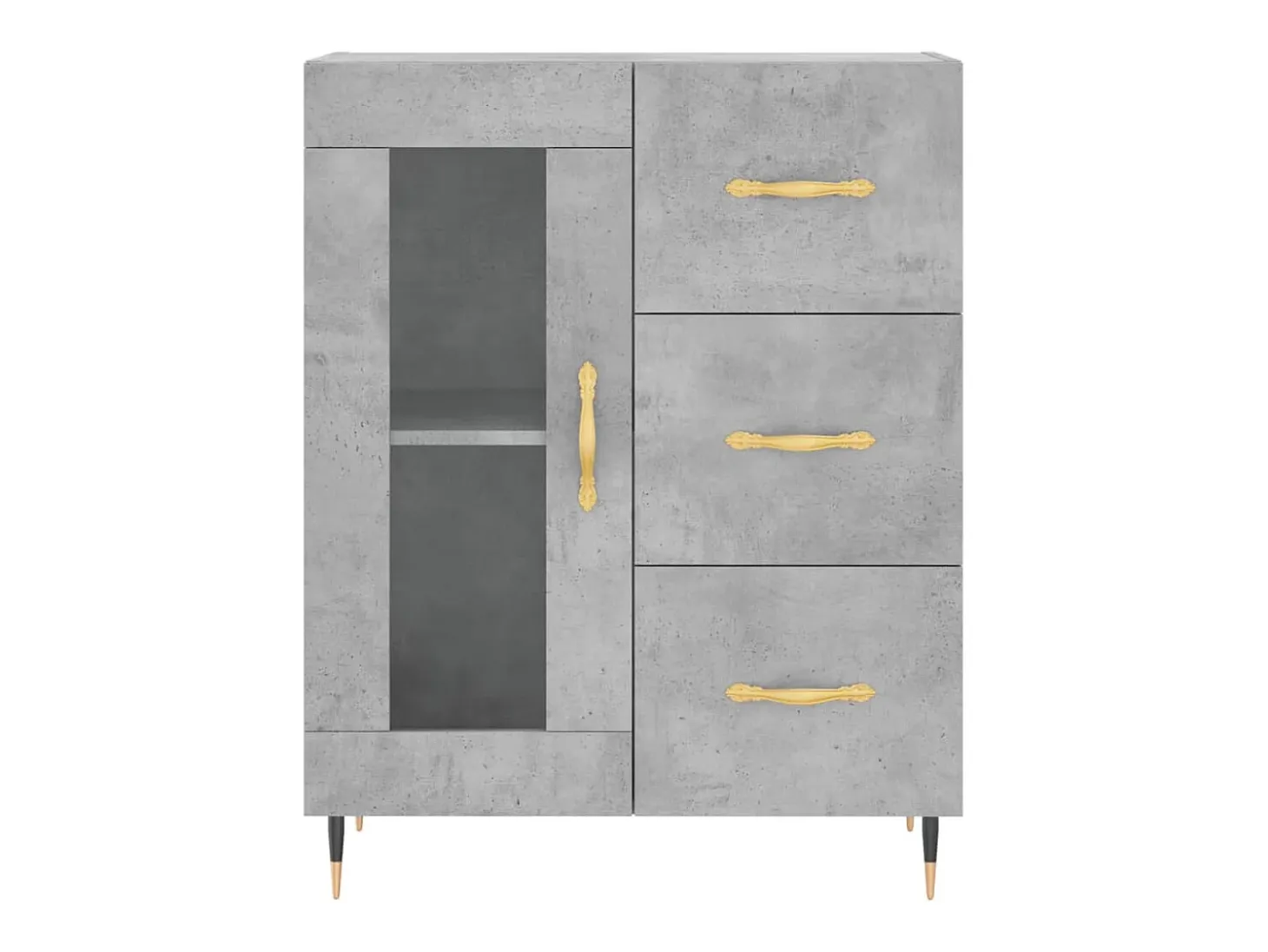 Aparador alto Gris hormigón 69,5x34x180 cm Madera de ingeniería