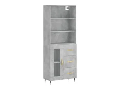 Aparador alto Gris hormigón 69,5x34x180 cm Madera de ingeniería