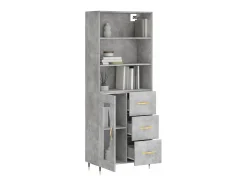 Aparador alto Gris hormigón 69,5x34x180 cm Madera de ingeniería