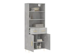 Aparador alto Gris hormigón 69,5x34x180 cm Madera de ingeniería