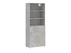 Aparador alto Gris hormigón 69,5x34x180 cm Madera de ingeniería