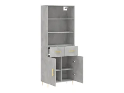 Aparador alto Gris hormigón 69,5x34x180 cm Madera de ingeniería