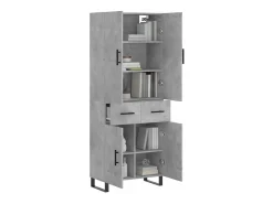 Aparador alto Gris hormigón 69,5x34x180 cm Madera de ingeniería