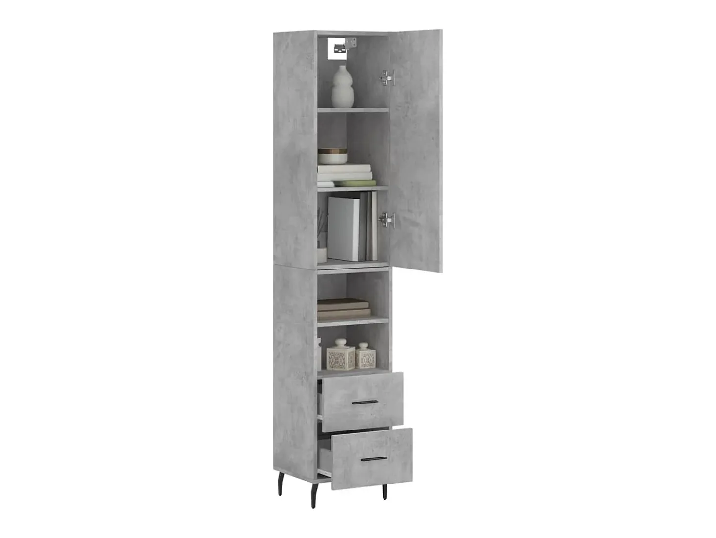 Aparador alto Gris hormigón 34,5x34x180 cm Madera de ingeniería