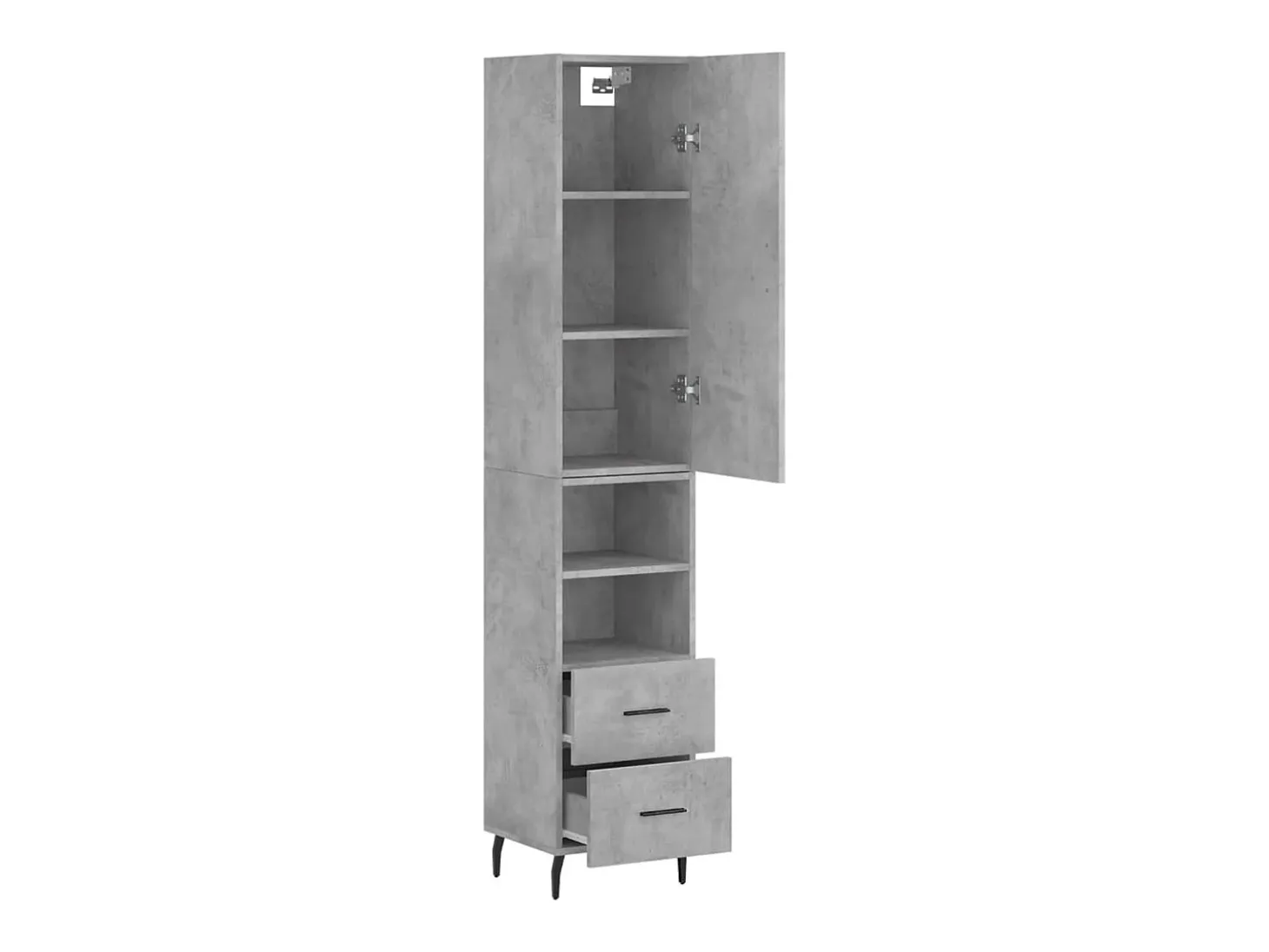 Aparador alto Gris hormigón 34,5x34x180 cm Madera de ingeniería