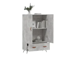 Aparador alto gris hormigón 69,5x31x115 cm madera de ingeniería