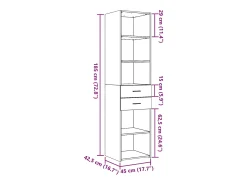 Aparador alto gris hormigón 45x42,5x185 cm madera de ingeniería