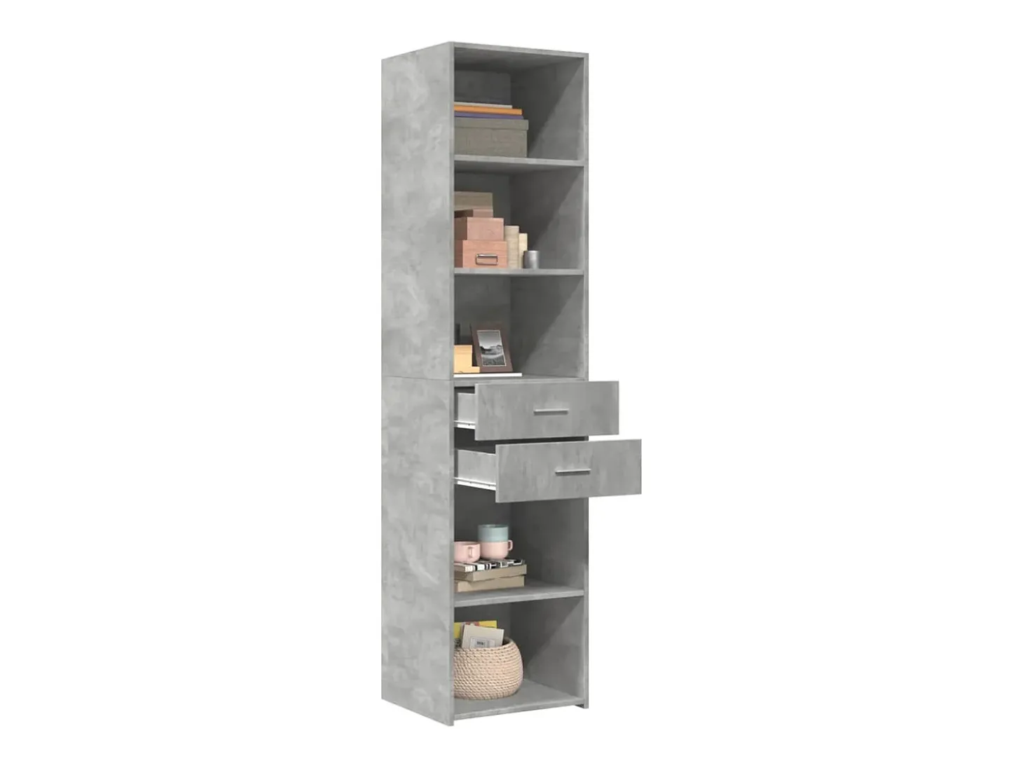 Aparador alto gris hormigón 45x42,5x185 cm madera de ingeniería