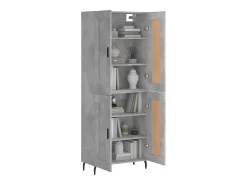 Aparador alto Gris hormigón 69,5x34x180 cm Madera de ingeniería