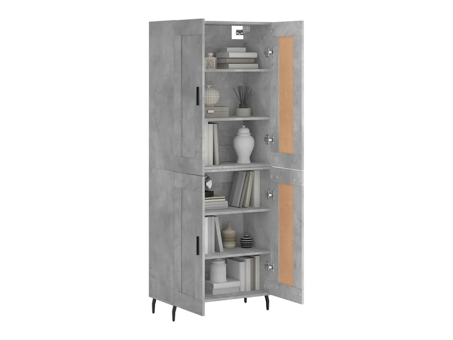 Aparador alto Gris hormigón 69,5x34x180 cm Madera de ingeniería