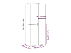 Aparador alto gris hormigón 80x42,5x185 cm madera de ingeniería