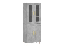 Aparador alto Gris hormigón 69,5x34x180 cm Madera de ingeniería
