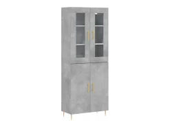 Aparador alto Gris hormigón 69,5x34x180 cm Madera de ingeniería