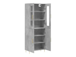 Aparador alto Gris hormigón 69,5x34x180 cm Madera de ingeniería