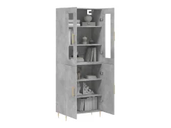 Aparador alto Gris hormigón 69,5x34x180 cm Madera de ingeniería