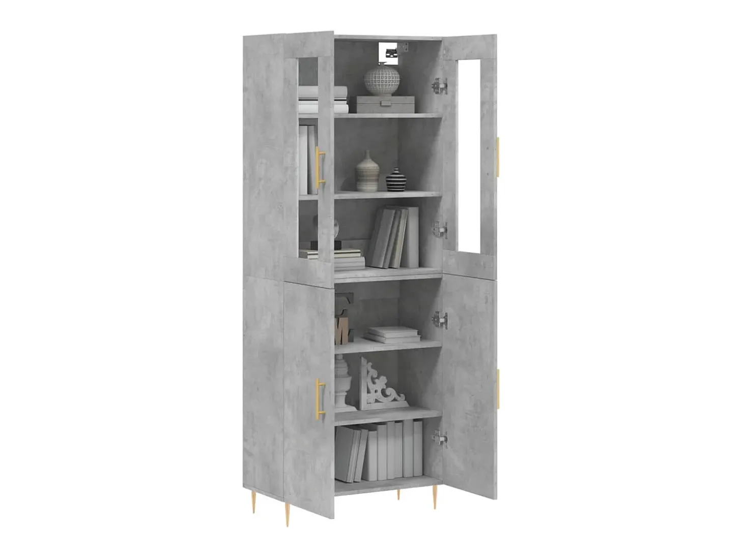 Aparador alto Gris hormigón 69,5x34x180 cm Madera de ingeniería